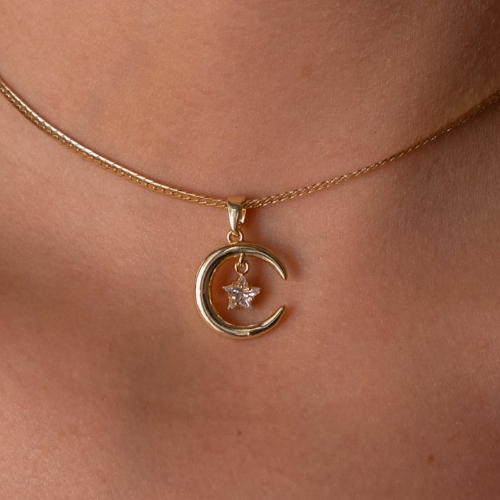 Moon and baby star choker
