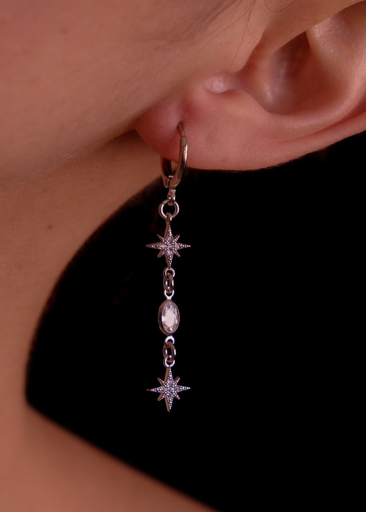 Twin Stars Silver Earrings