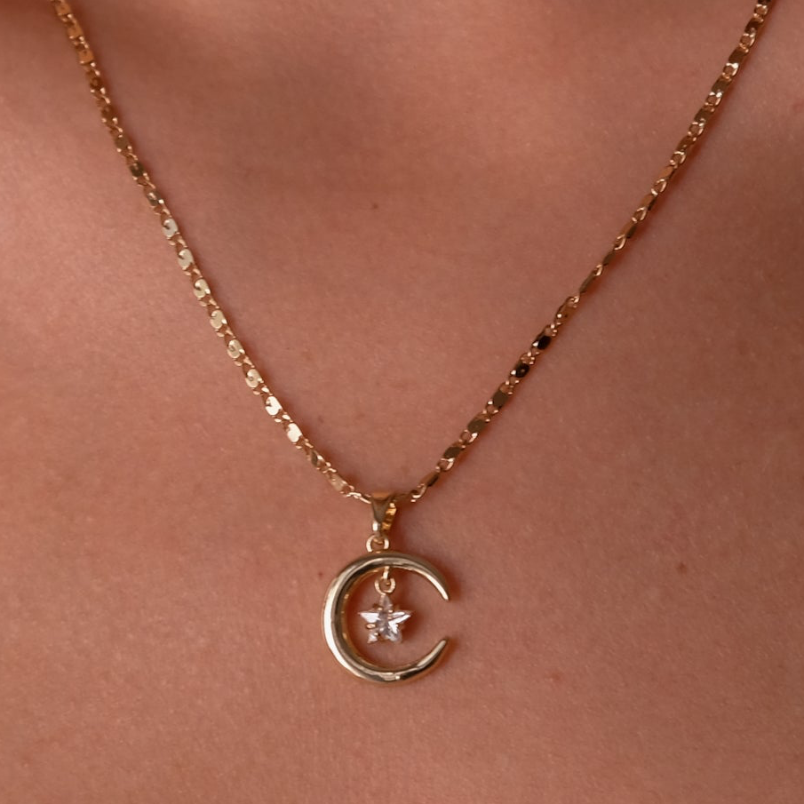Moon and Baby Star Necklace