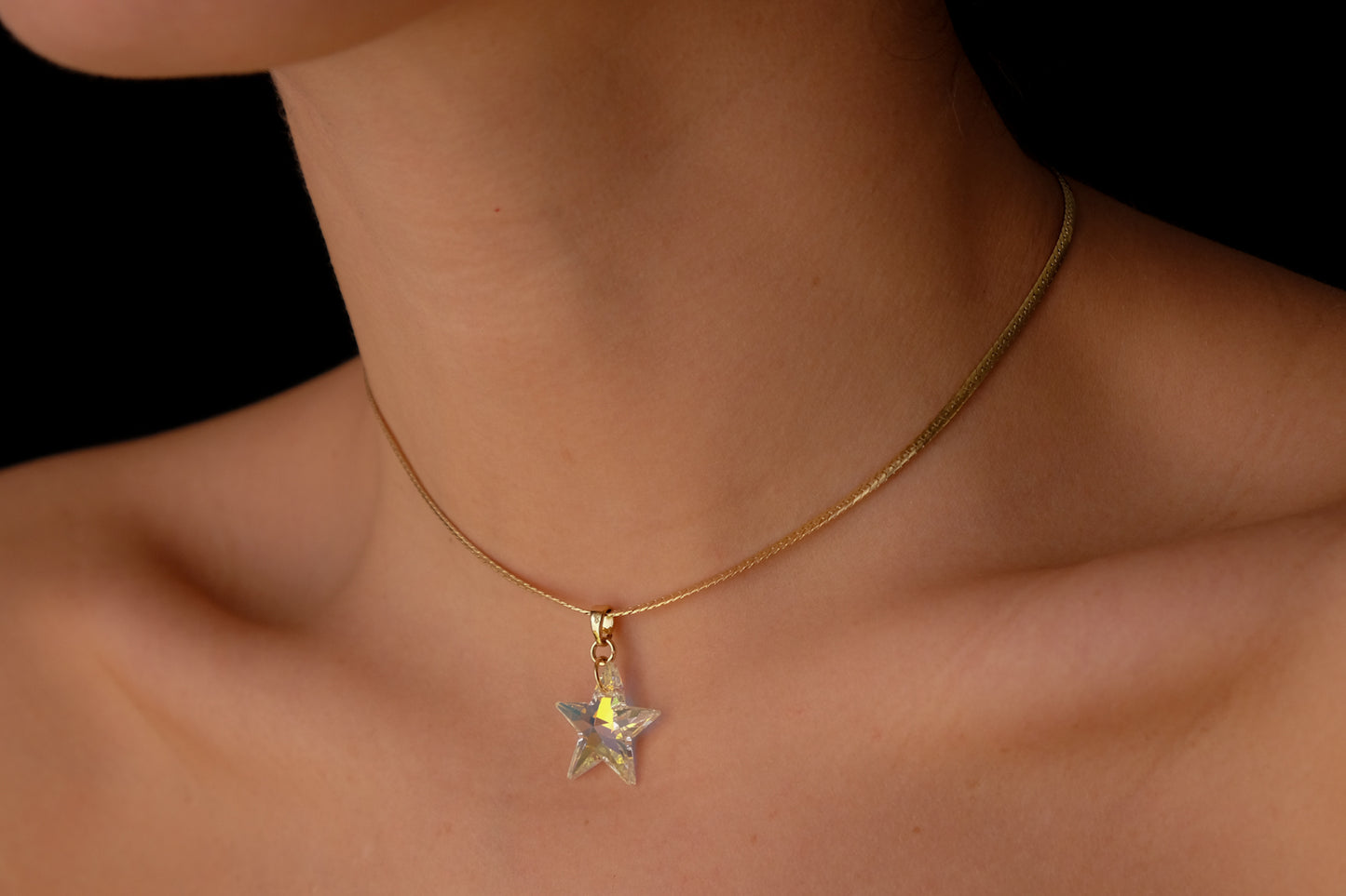 Crystal star chain choker