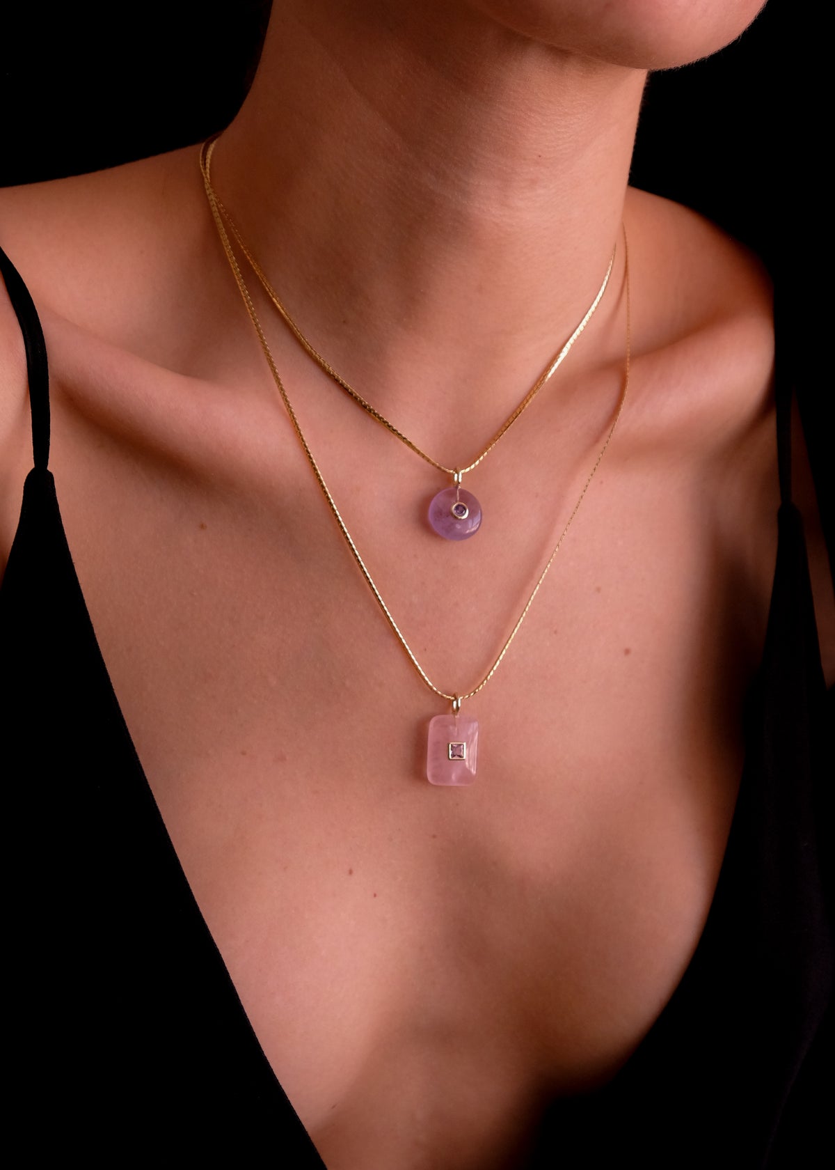 Amethyst and Rose Quartz Set