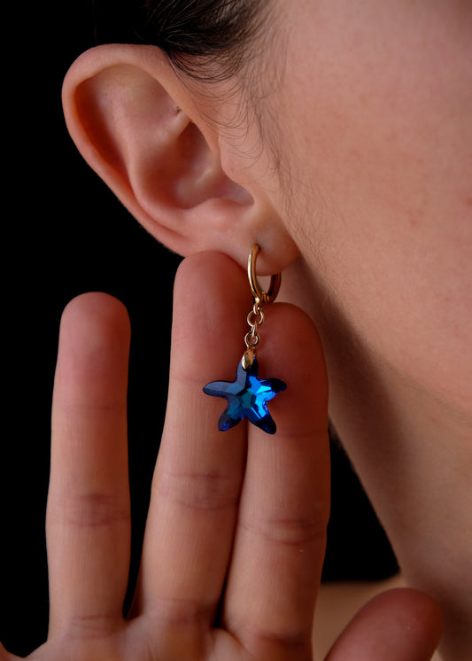 Blue Crystal Starfish Earrings