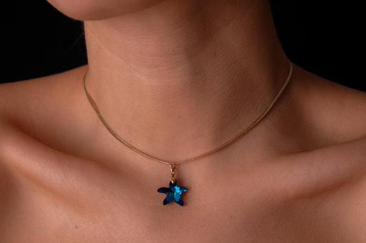 Blue Crystal Starfish Choker