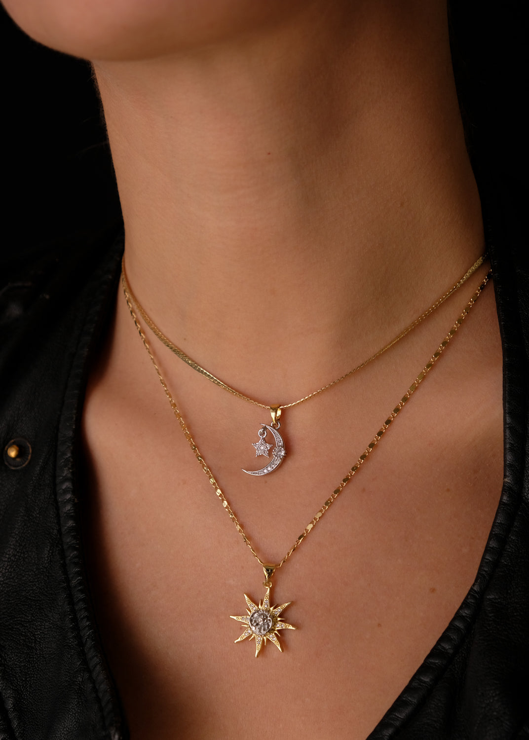 Silver moon and sun