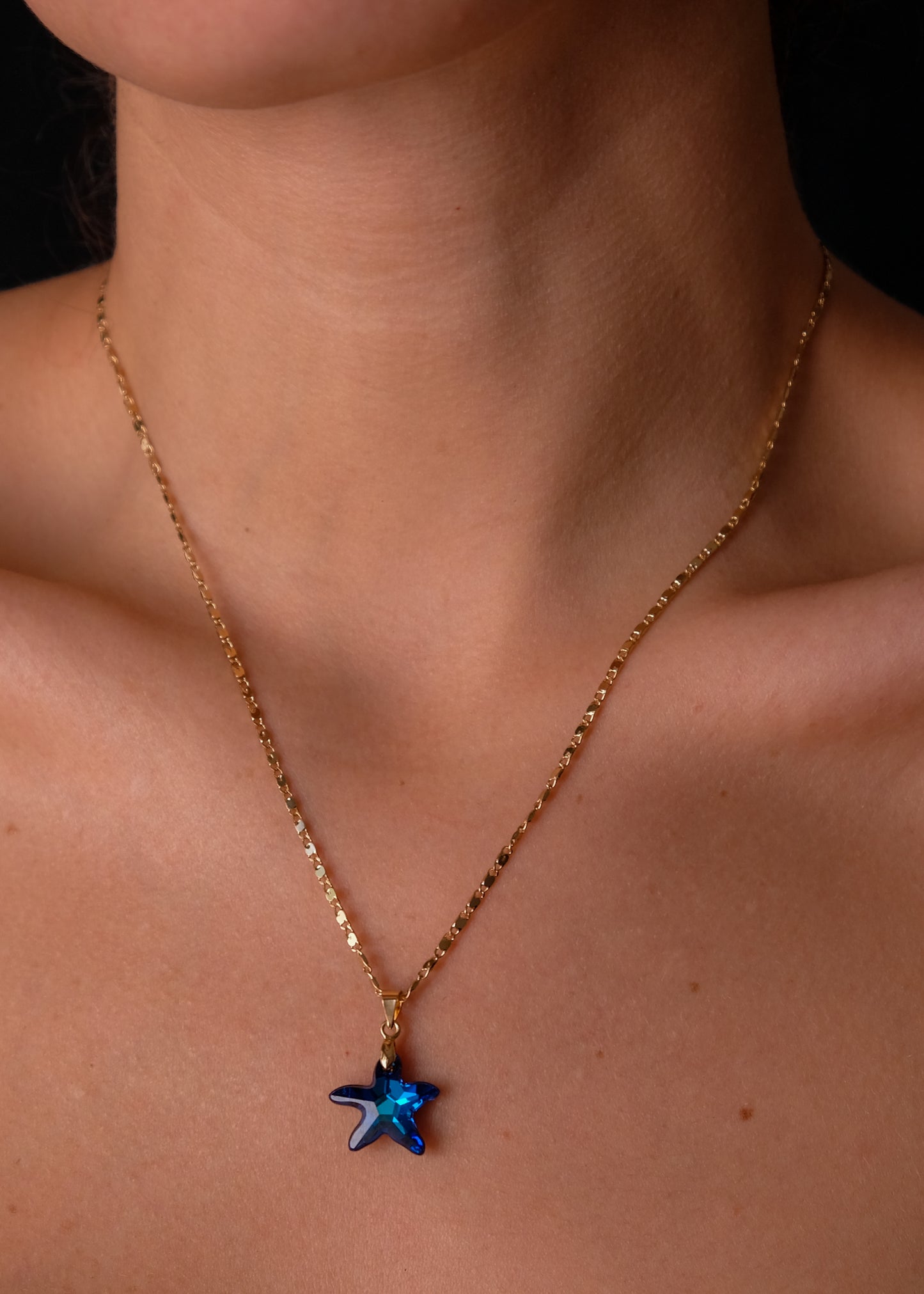 Blue Crystal Starfish Necklace