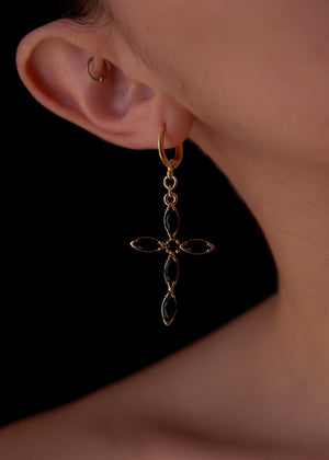 Black cross earrings