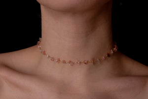 Pink quartz choker