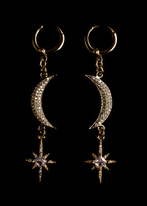 Moon and star earrings