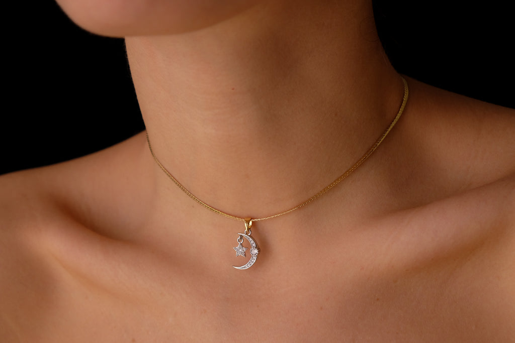 Silver moon gold chain