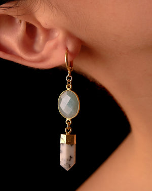 Aquamarine and howlite set