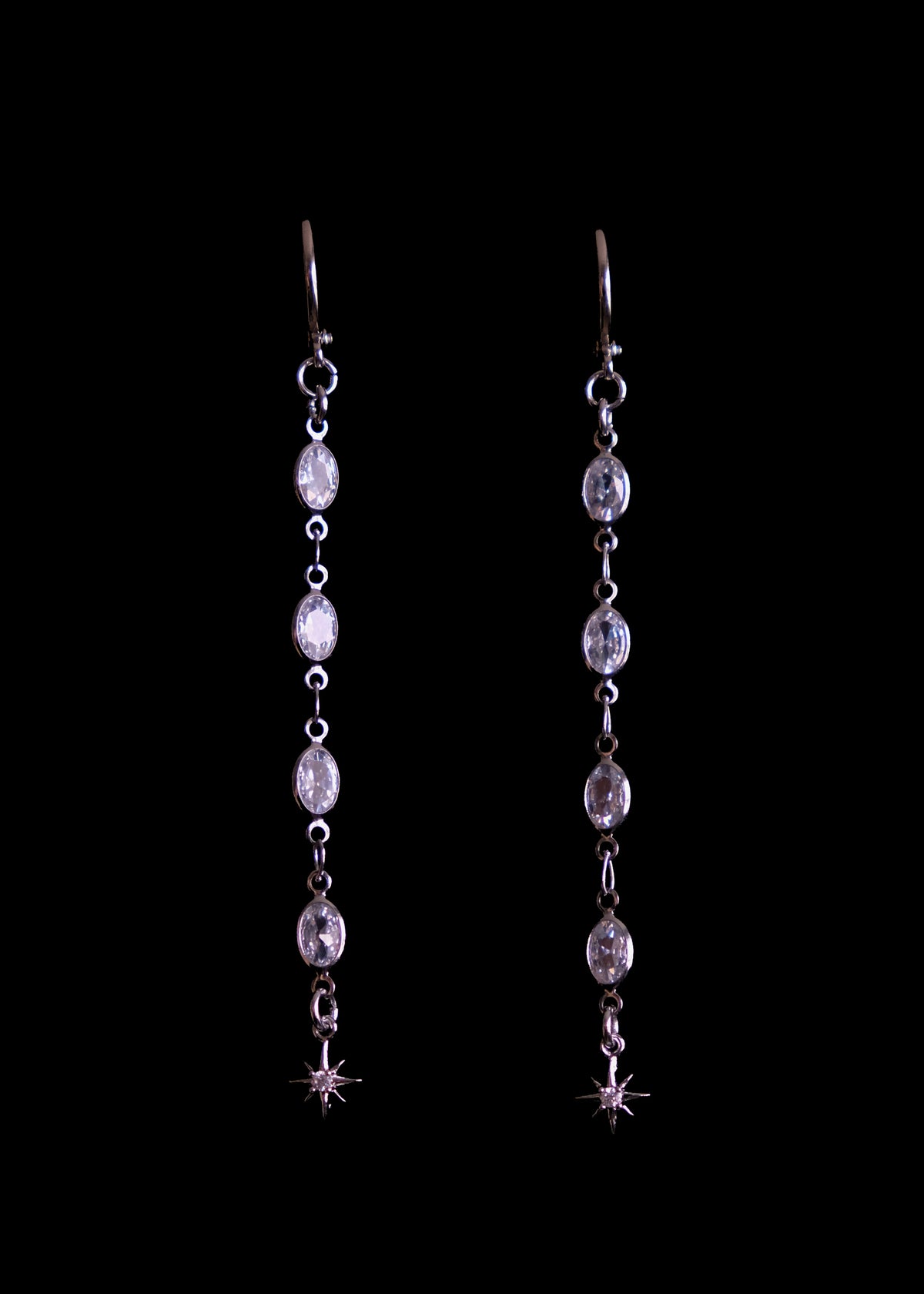 Crystal Ovals Silver Earrings