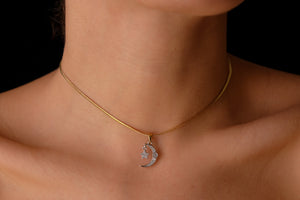 Silver moon gold chain