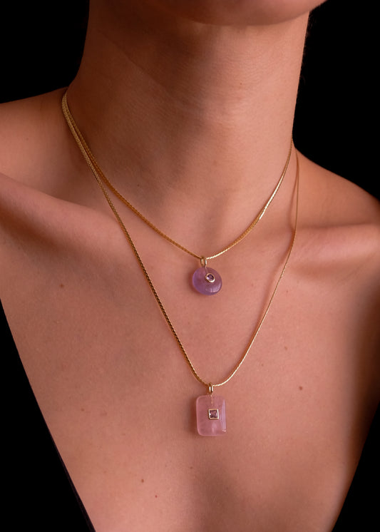 Amethyst and Rose Quartz Set