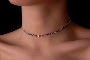 Silver chain choker