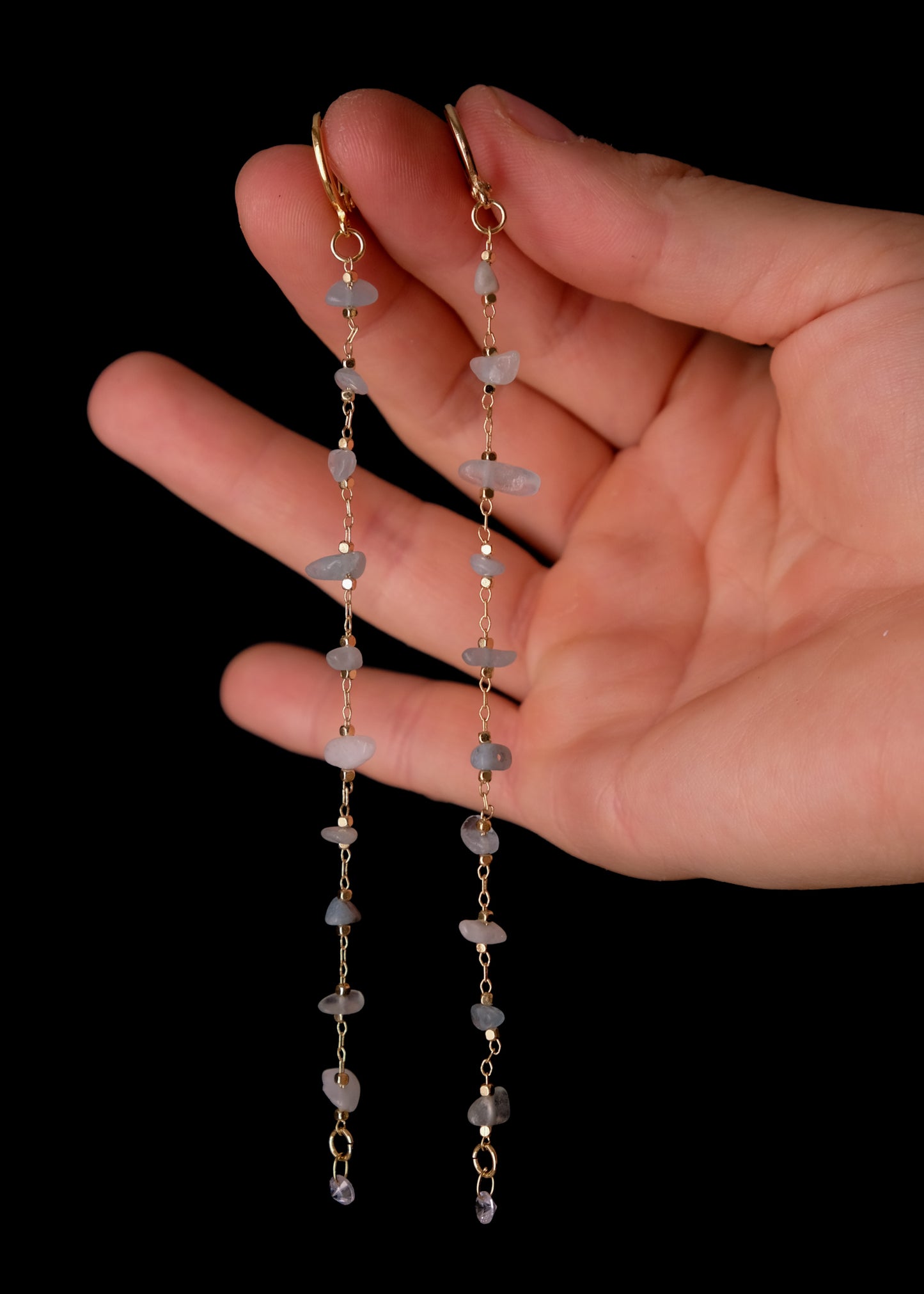 Baby blue stone earrings