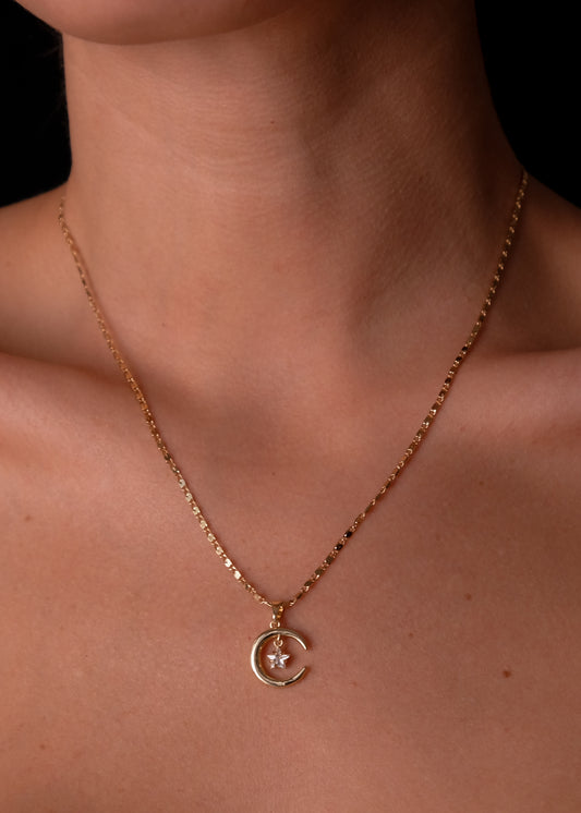 Moon and baby star necklace