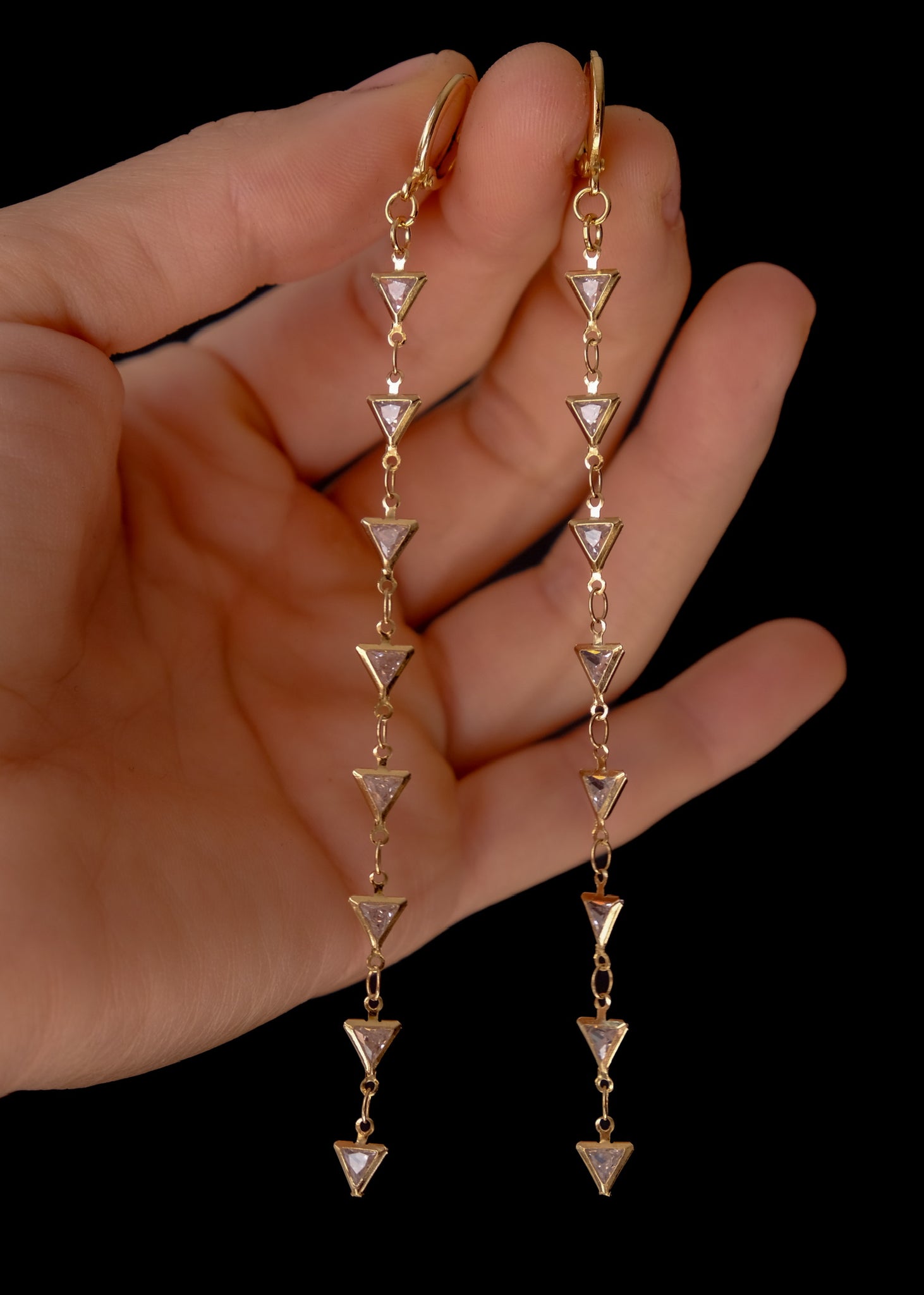 Crystal triangle earrings