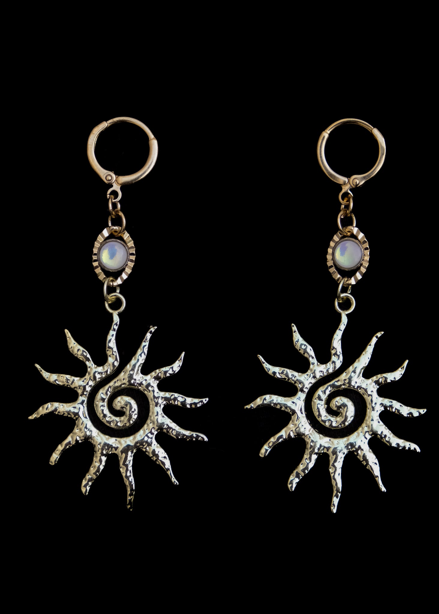 White acid Sun earrings