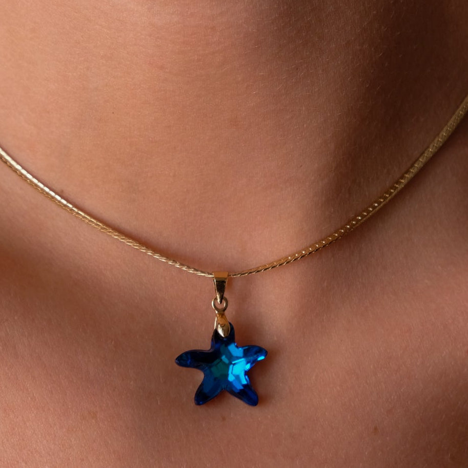 Blue Crystal Starfish Choker