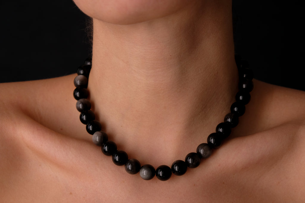 Obsidiana plateada gargantilla