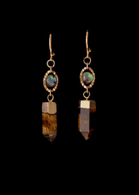 Acid tiger’s eye earrings