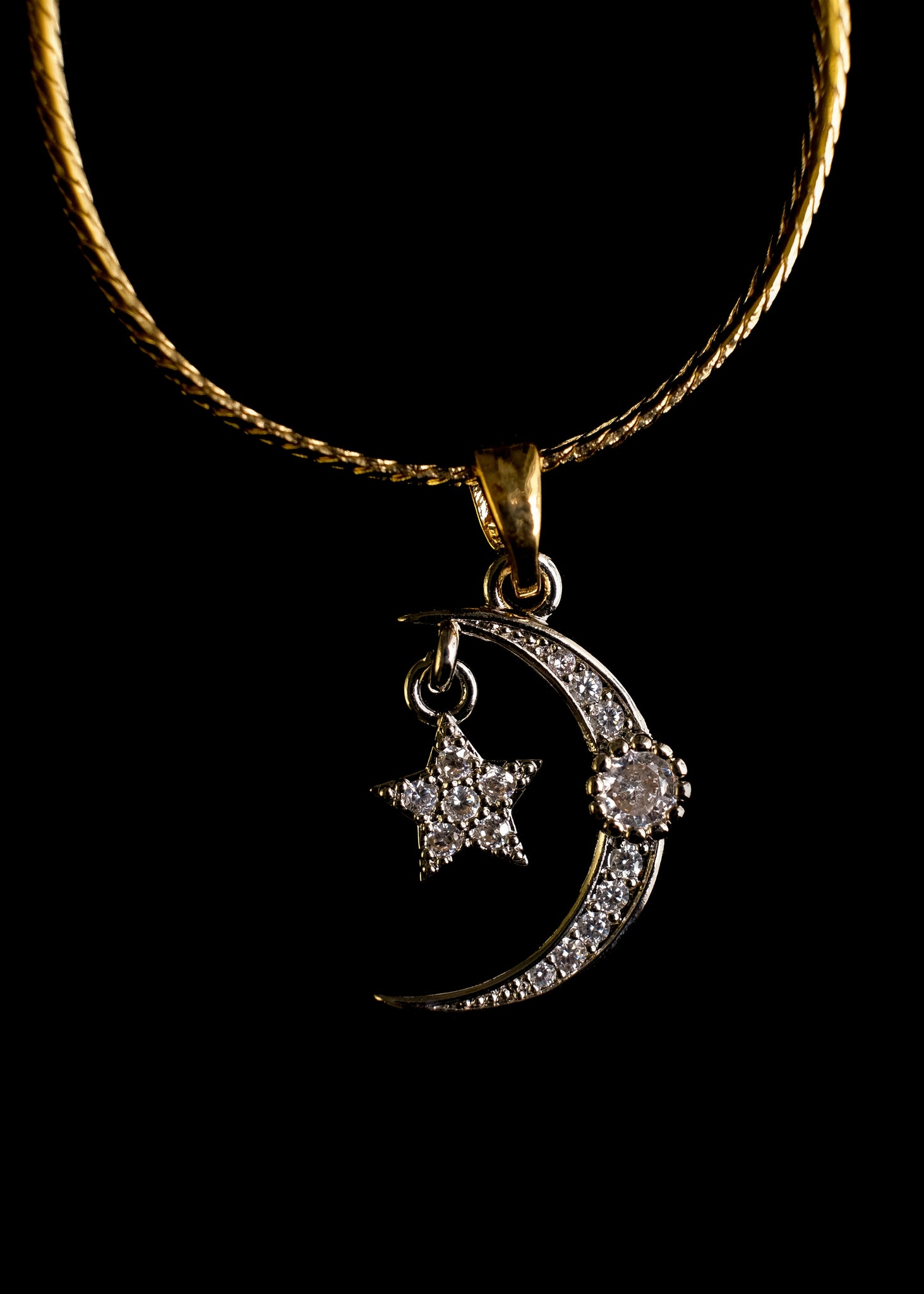 Silver moon gold chain