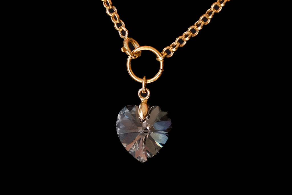grey Crystal Heart Choker