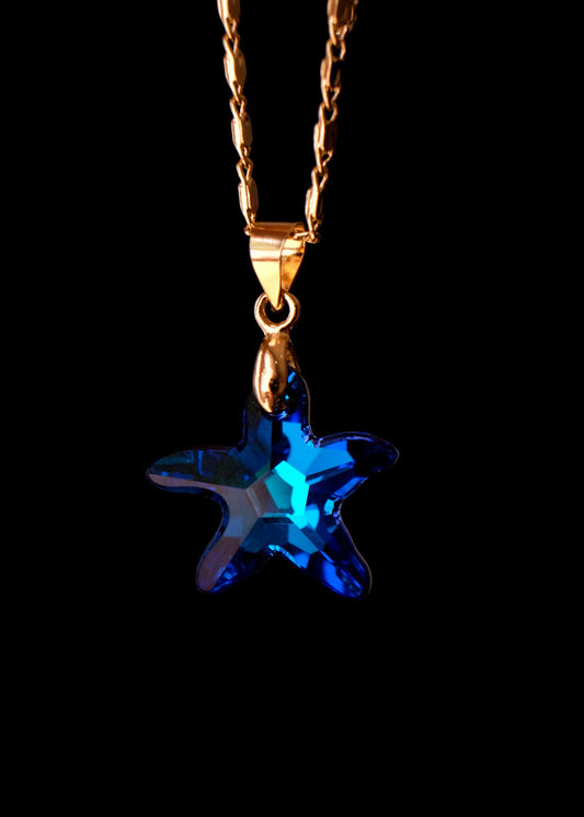 Blue Crystal Starfish Necklace
