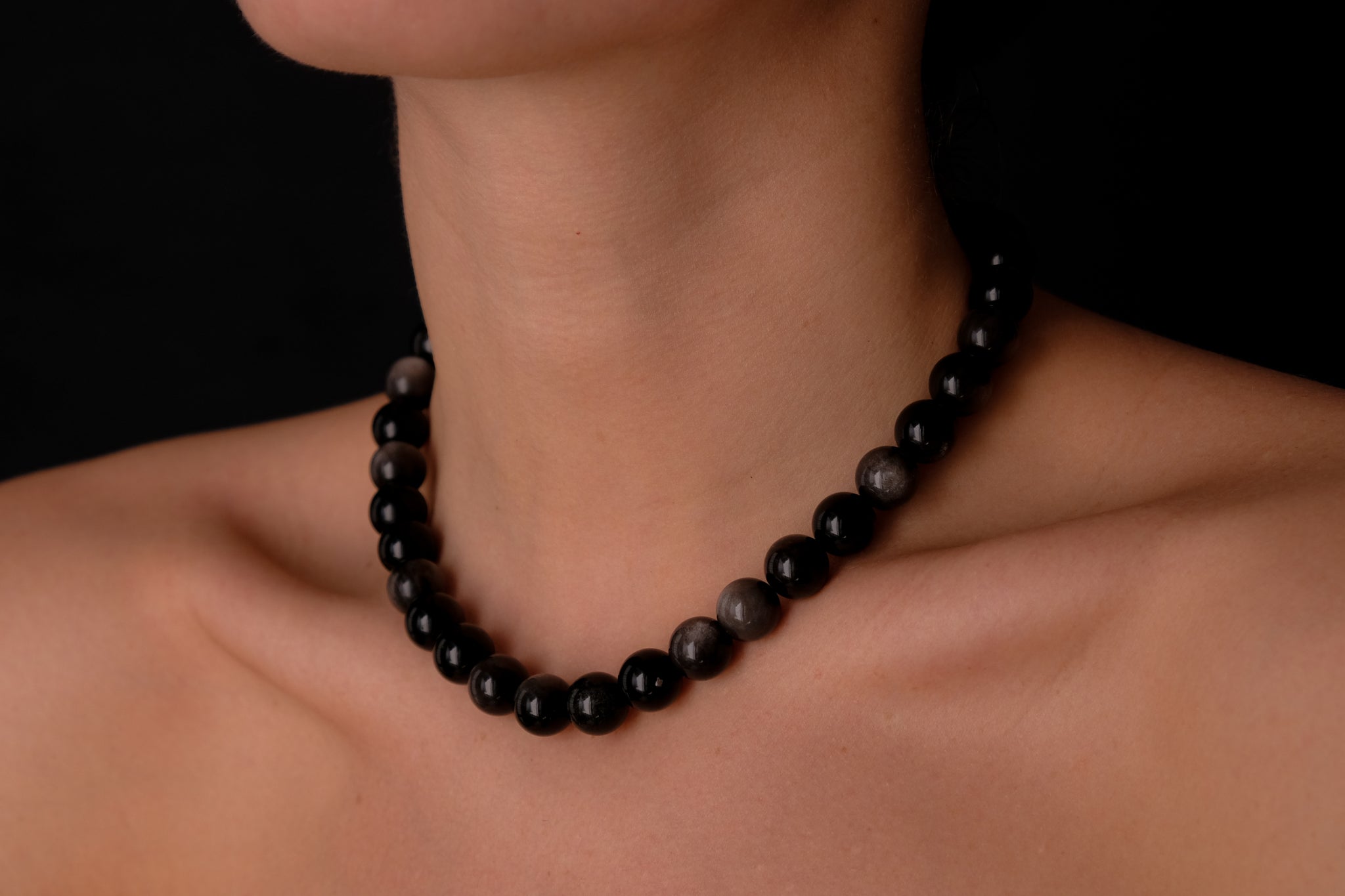 Obsidiana plateada gargantilla