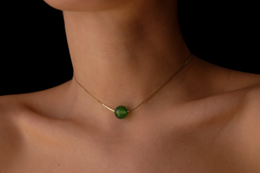 Jade sphere choker