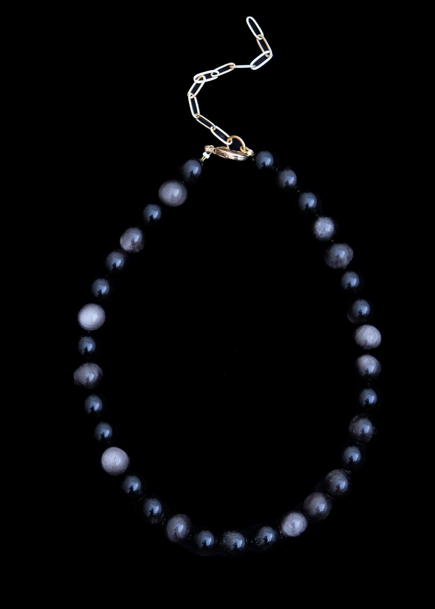 Obsidiana plateada gargantilla