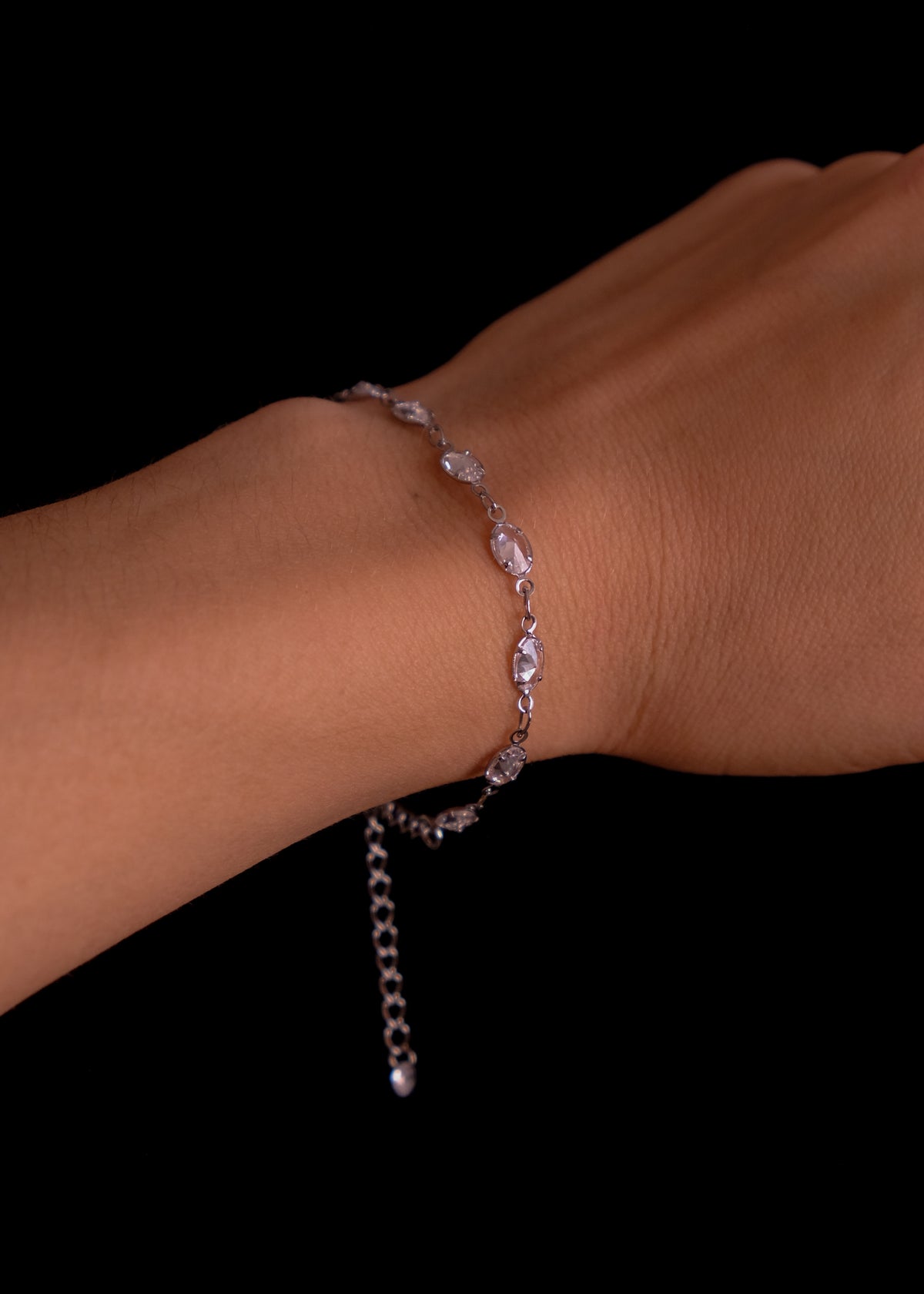 Crystal Ovals Silver Bracelet