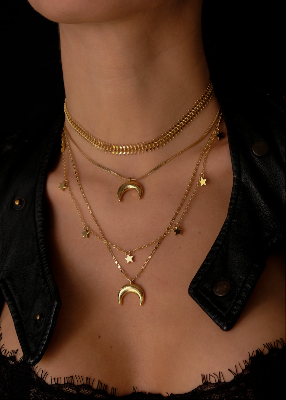 Two moons and stars set