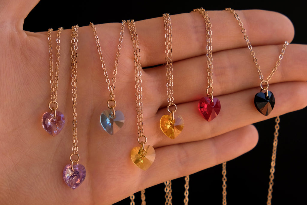 Baby crystal heart choker