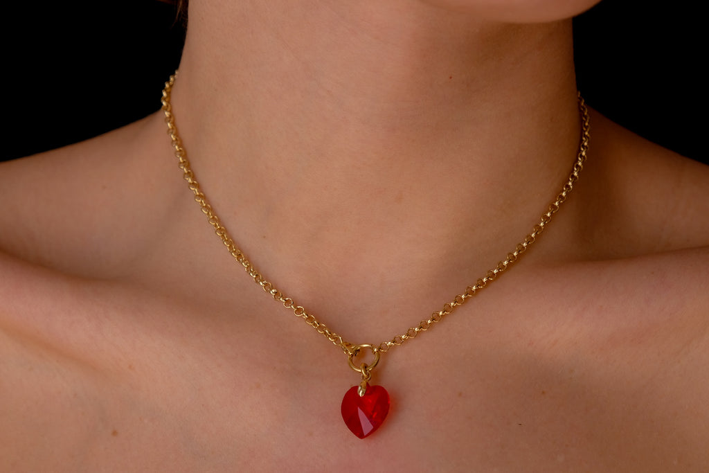 Red Crystal Heart Choker
