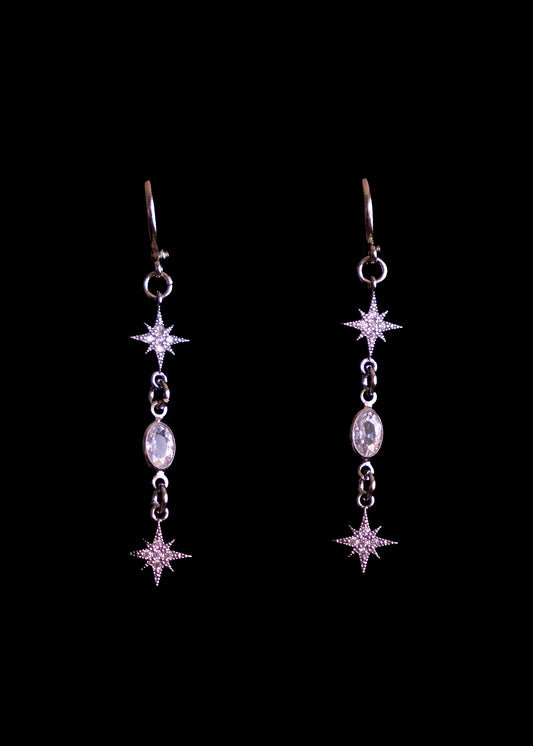 Twin Stars Silver Earrings