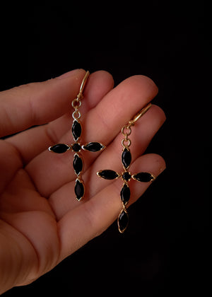 Black cross earrings