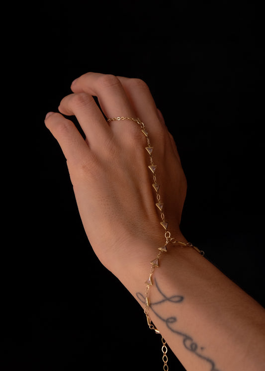 Crystal triangles handchain bracelet