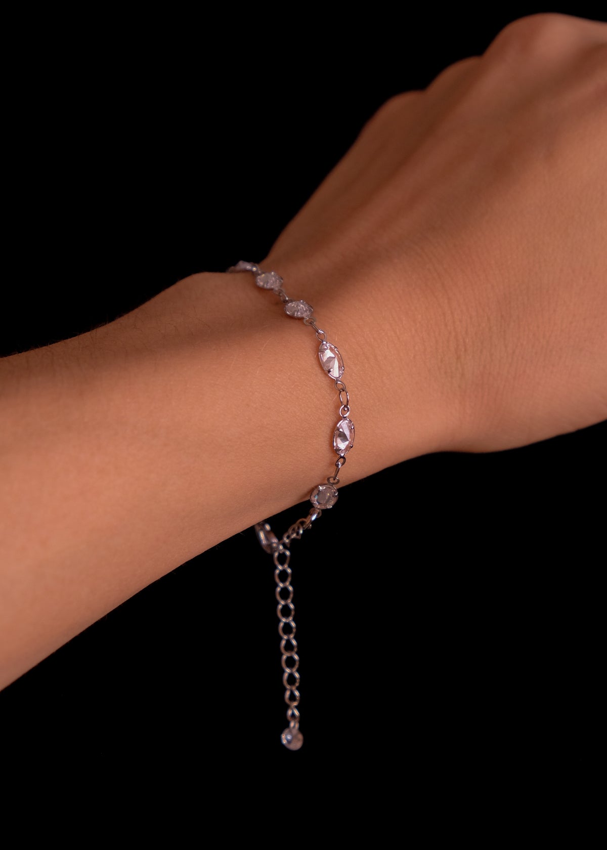 Crystal Ovals Silver Bracelet