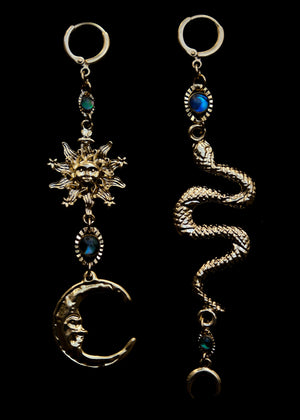 acid snake and eclipse earrings