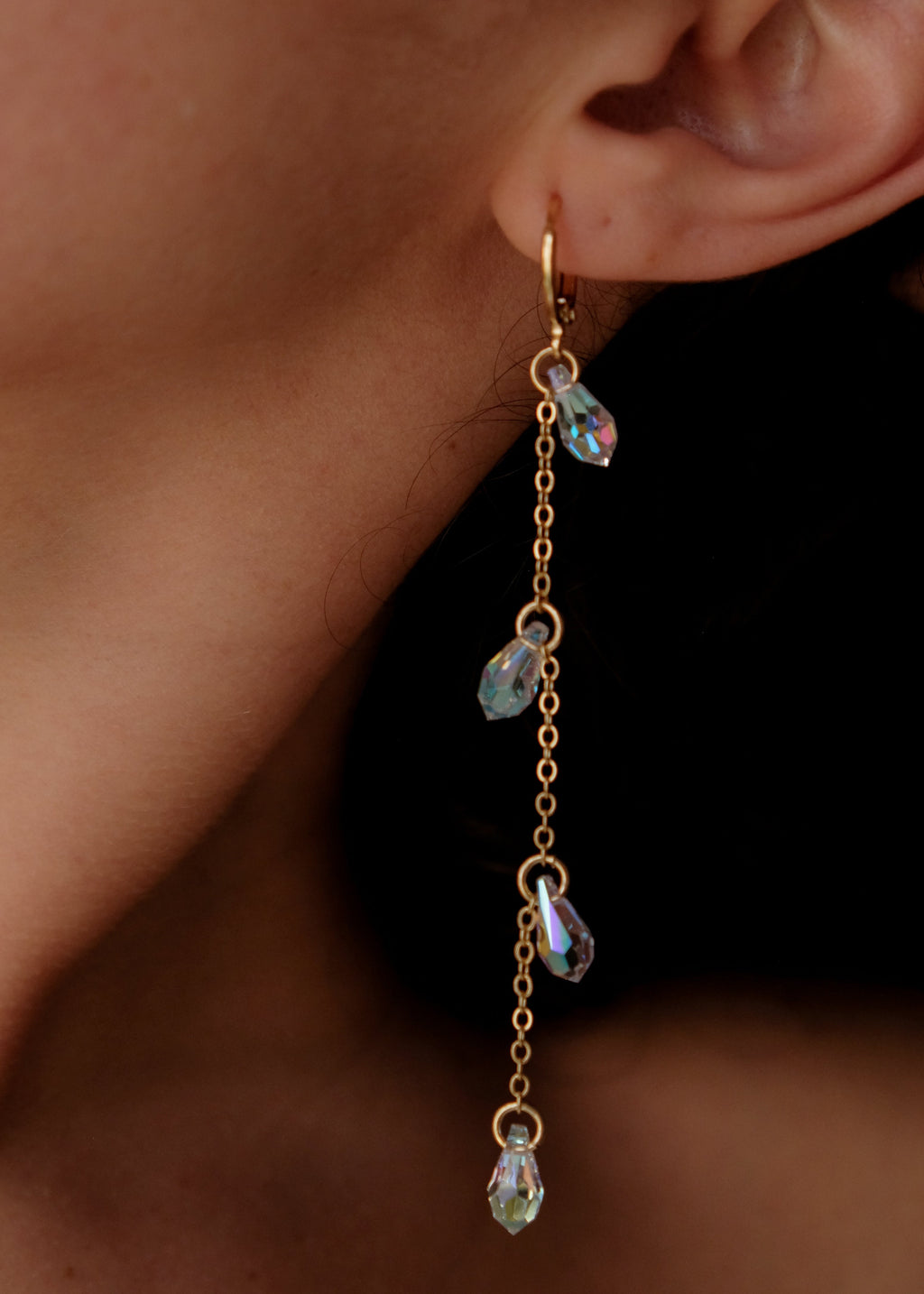 crystal raindrops earrings