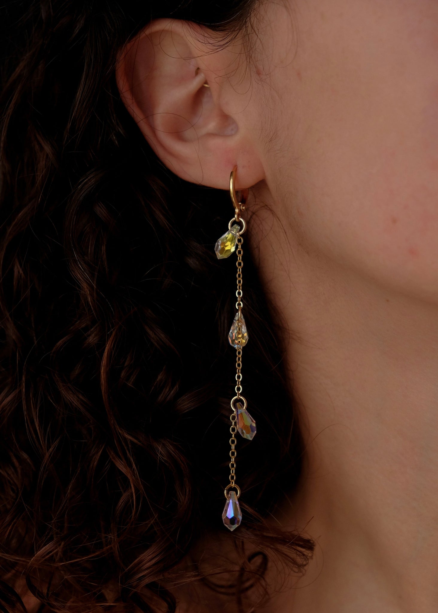 crystal raindrops earrings