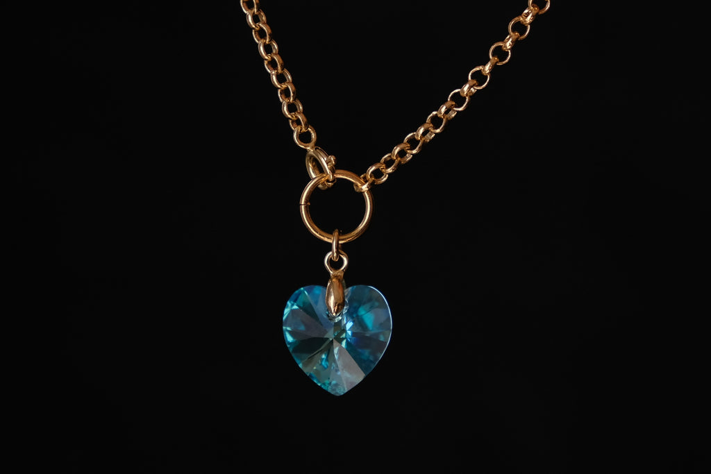 Blue Crystal Heart Choker