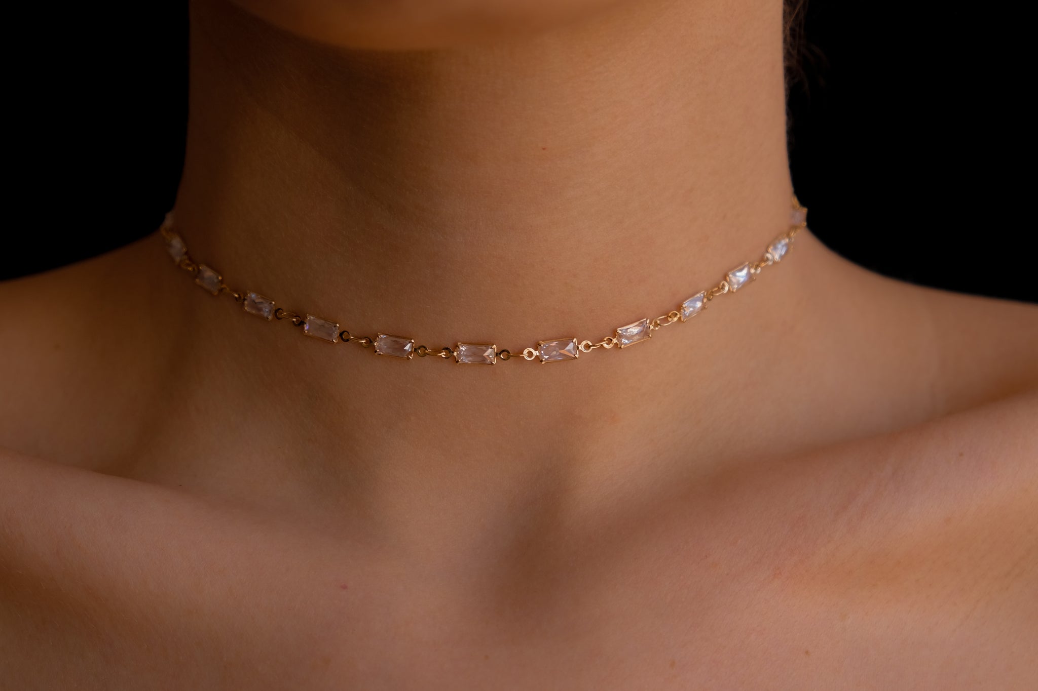 Crystal rectangles choker