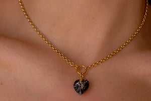 grey Crystal Heart Choker