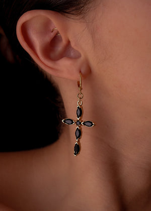 Black cross earrings