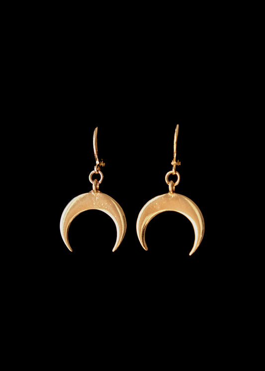 Gold Flat moon earrings