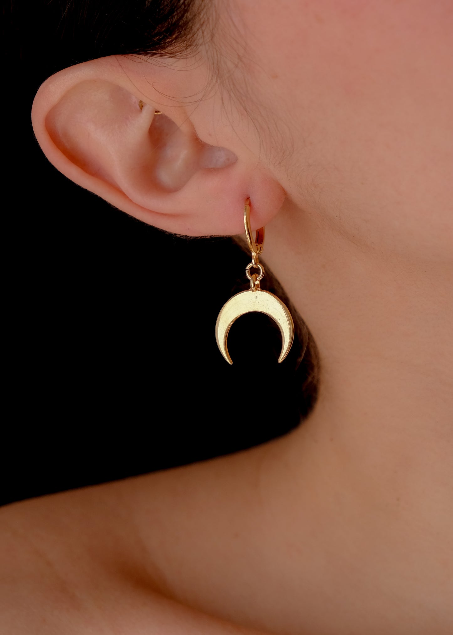 Gold Flat moon earrings