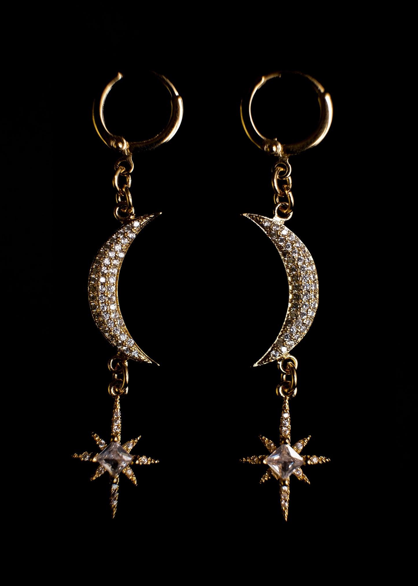 Crescent moon and star earrings
