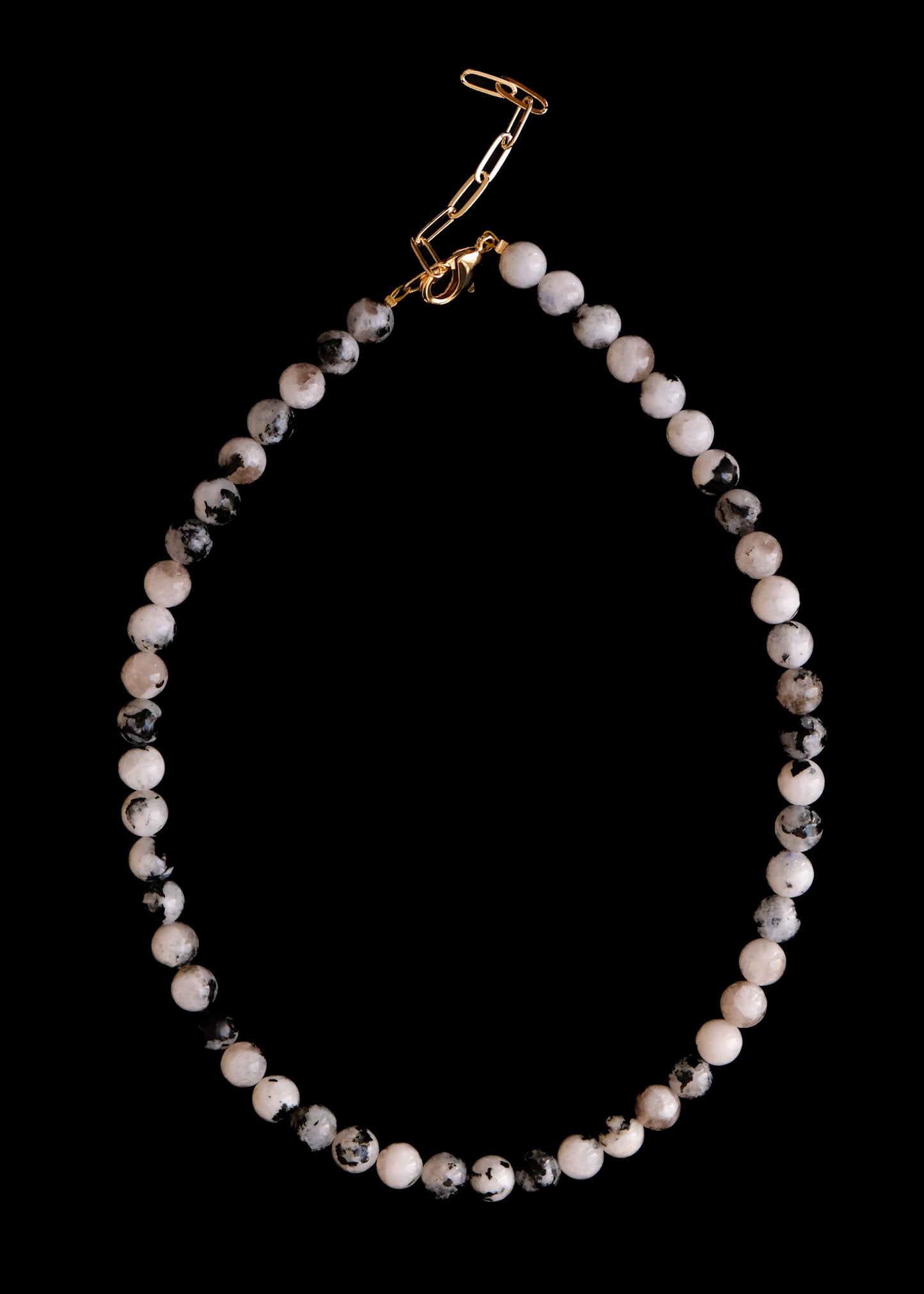 Black and white moonstone choker